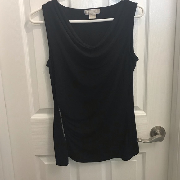 Black Tank Top with Silver Zipper Accent - Picture 3 of 4